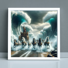 Moses Parting the Red Sea Bible Verse Art, Exodus Poster