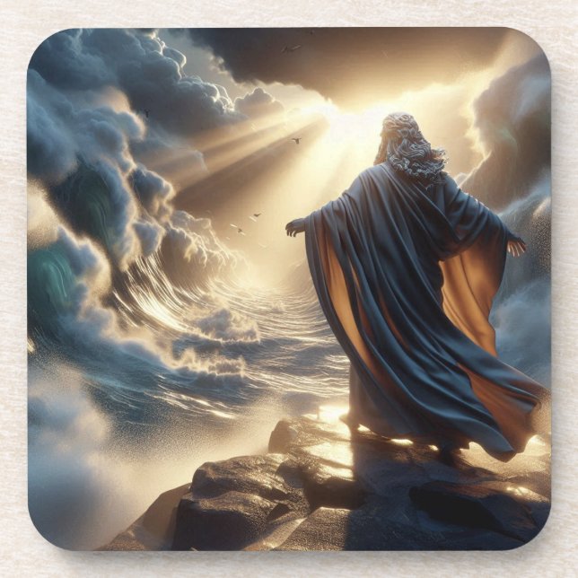 Moses parting the Red Sea Getränkeuntersetzer (Vorderseite)
