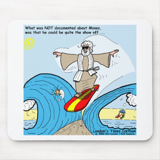 Moses Surfs Funny Cartoon T-Shirts Geschenke Samml Mousepad (Vorne)