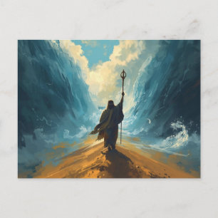 Moses teilt das Rote Meer Biblische epische Kunst Postkarte