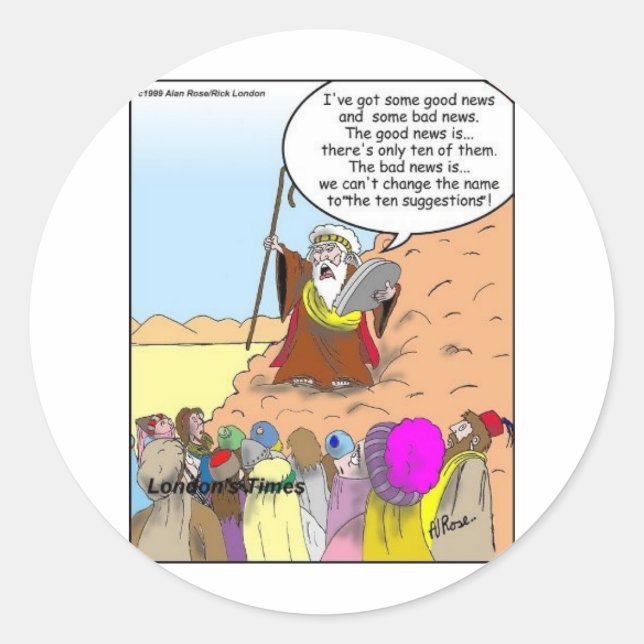 Moses & The Ten Suggestionen Funny Gifts & T-Shirt Runder Aufkleber (Vorderseite)