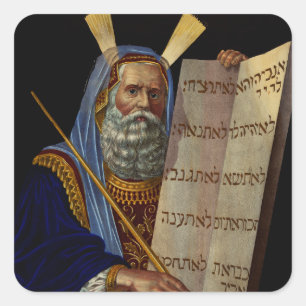 Moses und die Gesetzestafeln Kunst Quadratischer Aufkleber