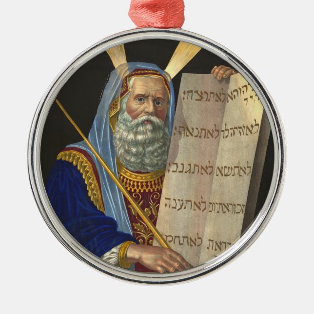 Moses und die zehn Gebote Silbernes Ornament (Vorne)