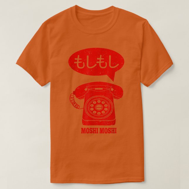 Moshi Moshi Japan Retro Telephone  T-Shirt (Design vorne)