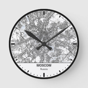 Moskau Clock City Line Art Runde Wanduhr