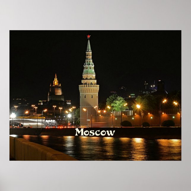 Moskau in der Nacht Poster (Vorne)