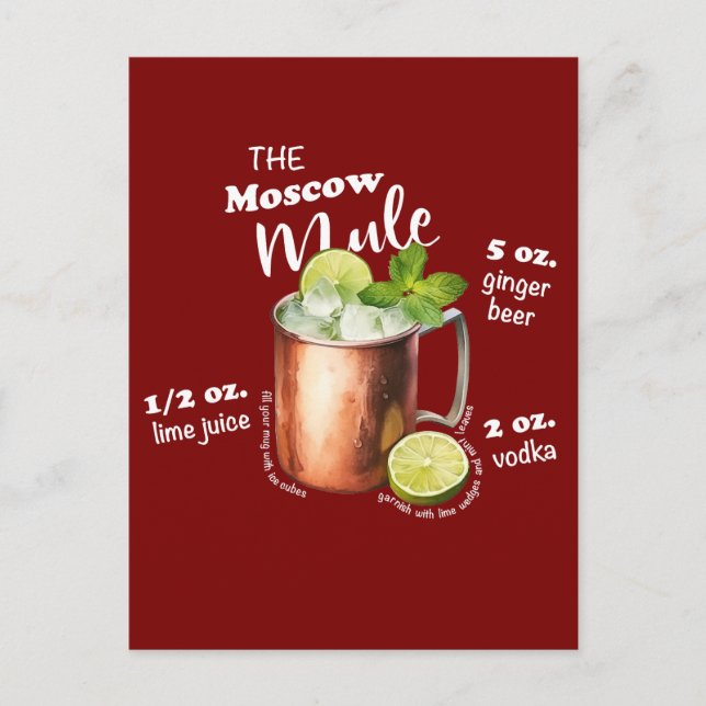 Moskau Mule Recipe Bar Art Postkarte (Vorderseite)