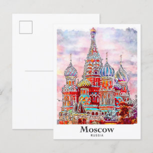 Moskau Russland Dänemark Aquarell Handgezeichnet Postkarte