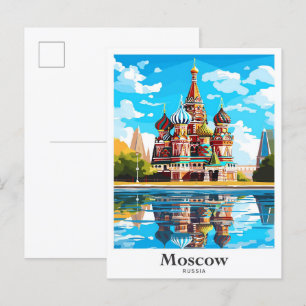 Moskau Russland Kunst Reise Porträt Illustration Postkarte