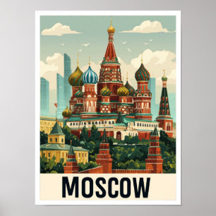 Moskau Russland Kunst Vintage Reiseillustration Poster