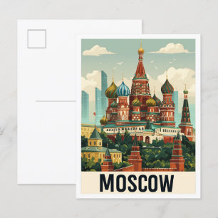 Moskau Russland Kunst Vintage Reiseillustration Postkarte