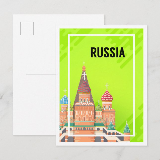 Moskau Russland Kunstreise Illustration Postkarte (Vorne/Hinten)