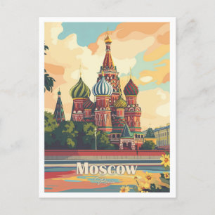 Moskau Russland Kunstwerk Reiseort Illustration Postkarte