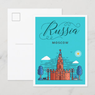 Moskau Russland Kunstzeitalter Reise Illustration Postkarte