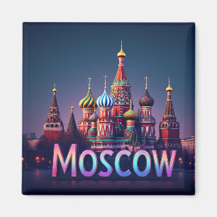🧲 Moskau Russland Reise Erinnerung Neon-Effekt Magnet
