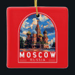 Moskau Russland Reisekunst Vintag Keramikornament<br><div class="desc">Moskauer Retrovektor-Reisedesign. Moskau,  am Moskauer Fluss im Western Russlands,  ist die kosmopolitische Hauptstadt der Nation.</div>