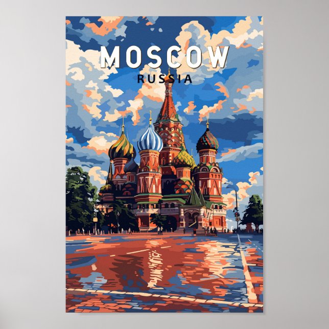 Moskau Russland Reisekunst Vintag Poster (Vorne)