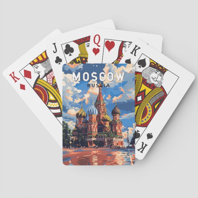 Moskau Russland Reisekunst Vintag Spielkarten (Rückseite)