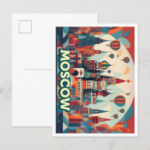 Moskau Russland Reisen künstlerisch farbenfroh Postkarte