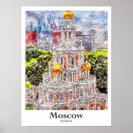 Moskau Russland Reisen Wasserfarben Sketch Hand ze Poster