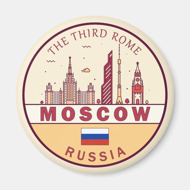 Moskau Russland Skyline Emblem Magnet (Vorne)