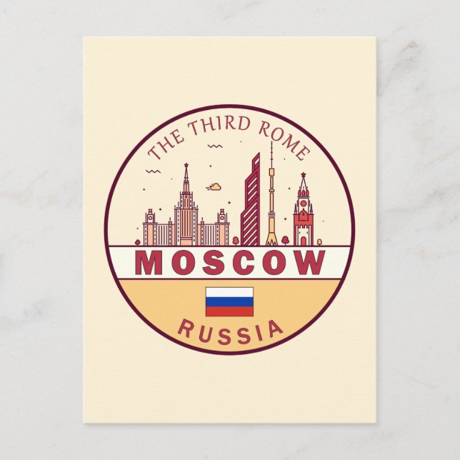 Moskau Russland Skyline Emblem Postkarte (Vorderseite)