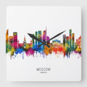 Moskau Russland Skyline Quadratische Wanduhr