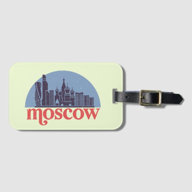 Moskau Russland Stadt Skyline Retro Stadtbild Gepäckanhänger (Vorderseite (Horizontal))