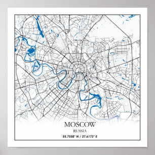 Moskau Russland Stadtplan Einfach Poster
