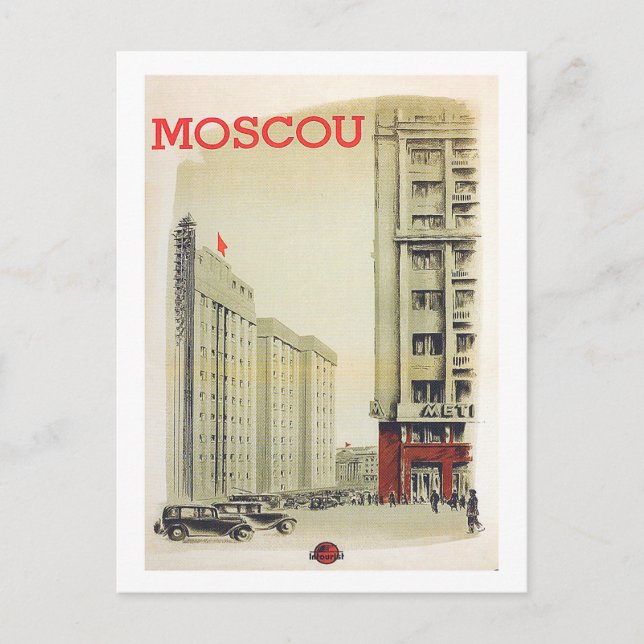 Moskau, Russland, Stadtzentrum, Gebäude, Vintag Postkarte (Vorderseite)
