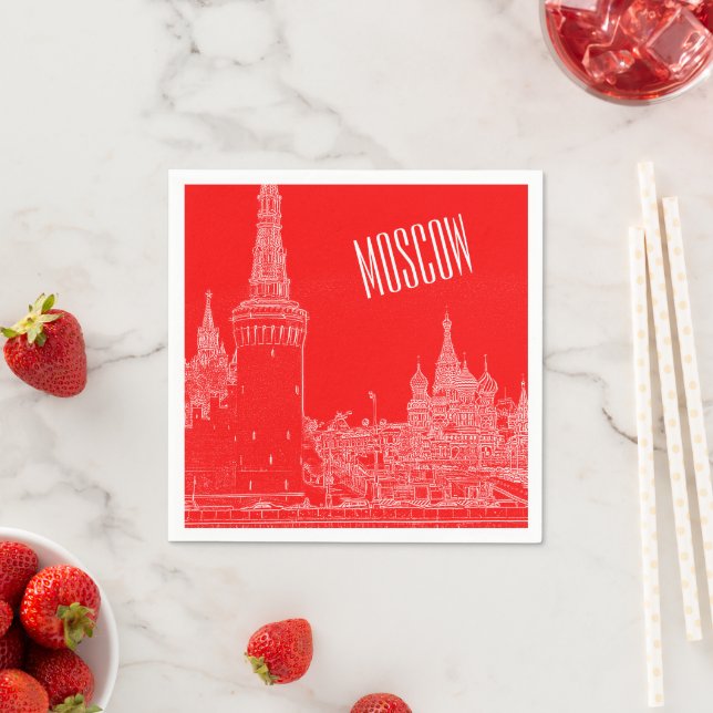 Moskau St Basil's Cathedral Roter Platz Sketch Serviette (Beispiel)