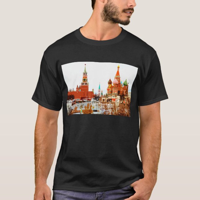 Moskauer Kirche St. Basilius Roter Platz #1 T-Shirt (Vorderseite)