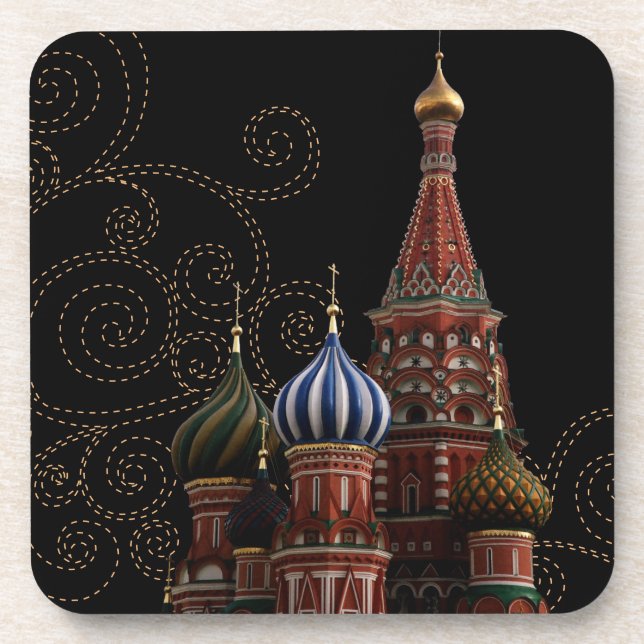 Moskauer Kirchenschwarzer Untersetzer Set (Vorderseite)