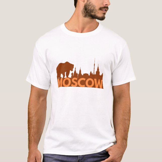 Moskauer Skyline und Russischer Bär T-Shirt (Vorderseite)