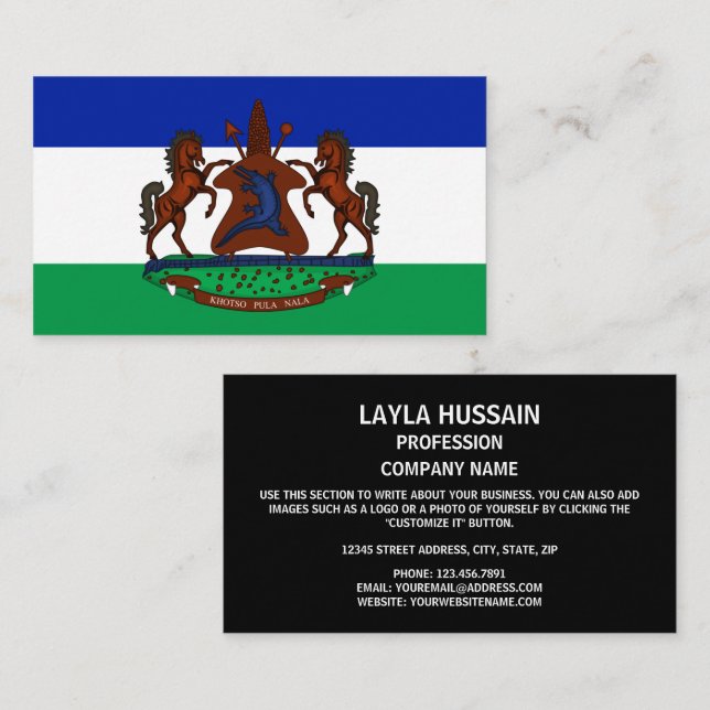 Mosotho Flag & Wappen, Flagge von Lesotho Visitenkarte (Vorne/Hinten)
