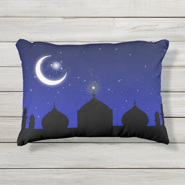 Mosque Silhouette at Night - Outdoor Pillow Kissen Für Draußen (Vorderseite)