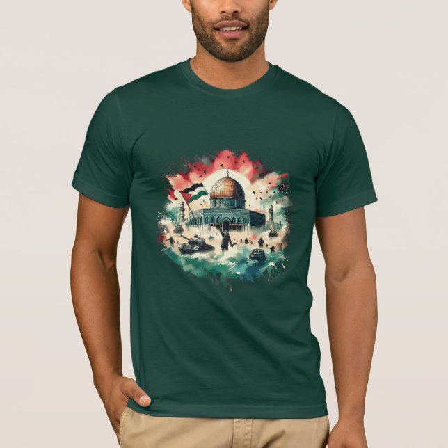 Mosquée Al-Aqsa, Save Gaza - Vector T-Shirt Design (Devant)