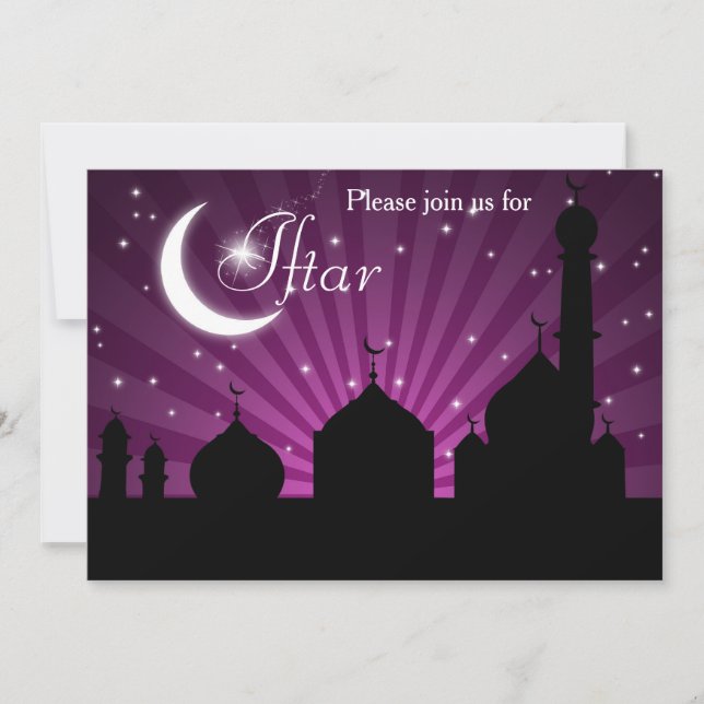 Mosquée Silhouette Purple Night Party Invitation (Devant)