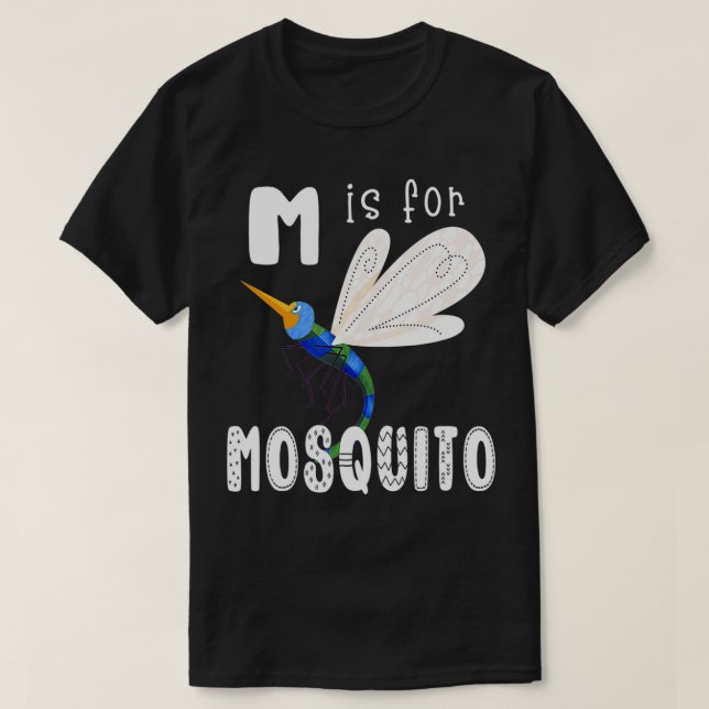 Mosquito Letter M Alphabet Insektenlehrer T-Shirt (Design vorne)