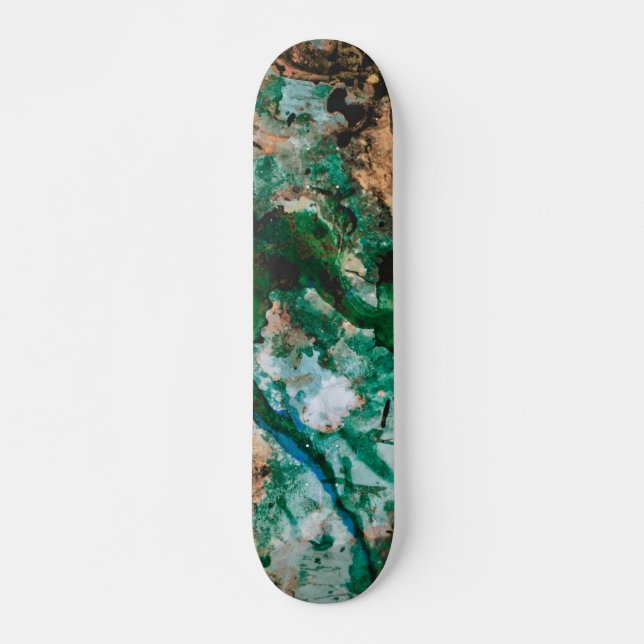 Moss Agate Green Crystal Geode Abstrakt Skateboard (Vorne)