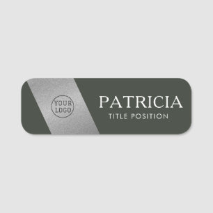 Moss Dark Green & Luxe Glitzer Silver: Ihr Logo Namensschild