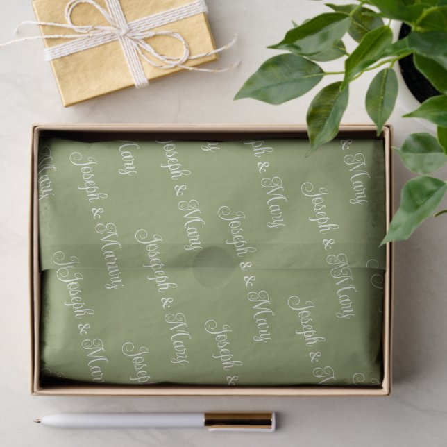 Moss Green And Sand Script Nature Wedding Themes Seidenpapier (Geschenk)