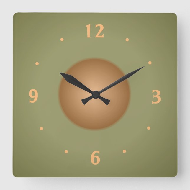 Moss Green avec centre Tan Plain Cuisine Horloge (Recto)