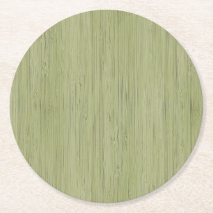 Moss Green Bamboo Holz Grain Look Runder Pappuntersetzer