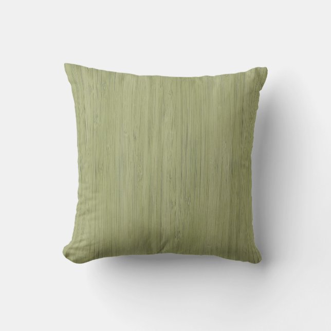 Moss Green Bambus Holzkörner Look Kissen (Vorderseite)