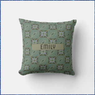 Moss Green Batik Print Kissen