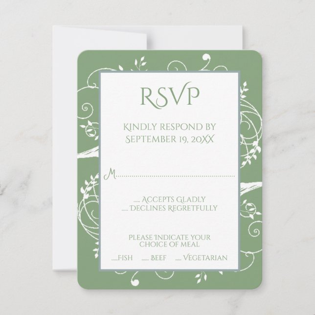 Moss Green Blüh Wedding RSVP Card (Vorderseite)