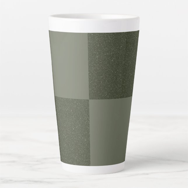 Moss Green Checkered Custom Latte Tasse (Vorderseite)