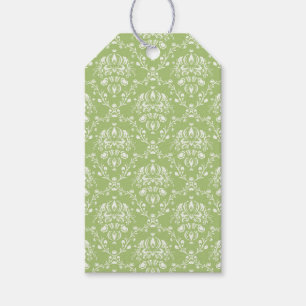 Moss Green Damask Geschenkanhänger