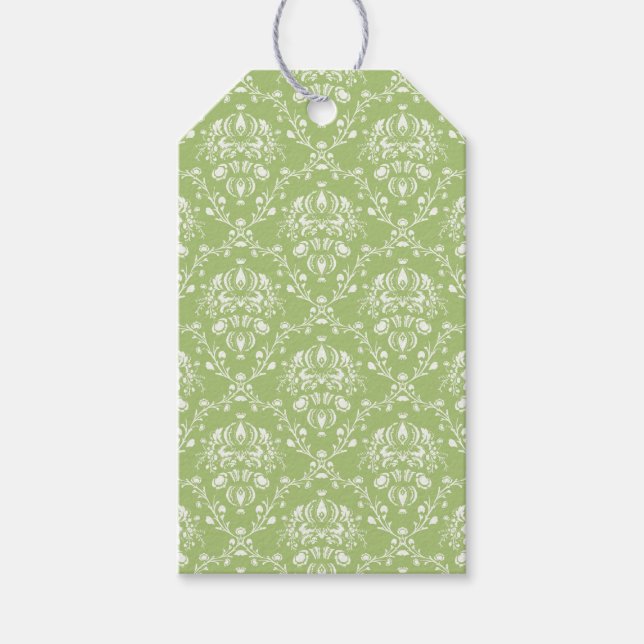 Moss Green Damask Geschenkanhänger (Vorderseite)